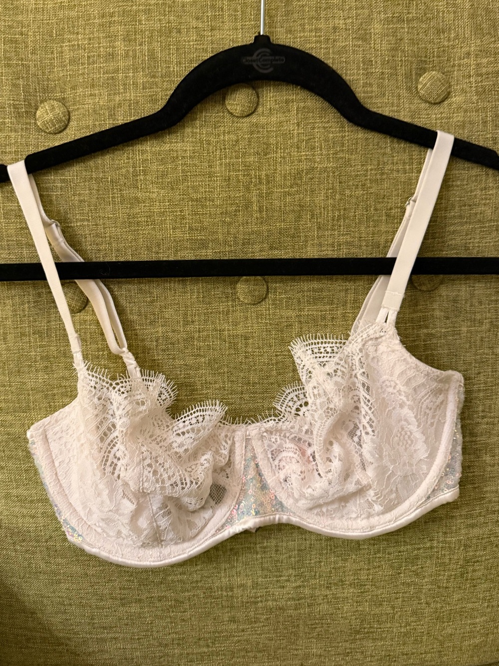 White Lace and Iridescent Sequin Bra